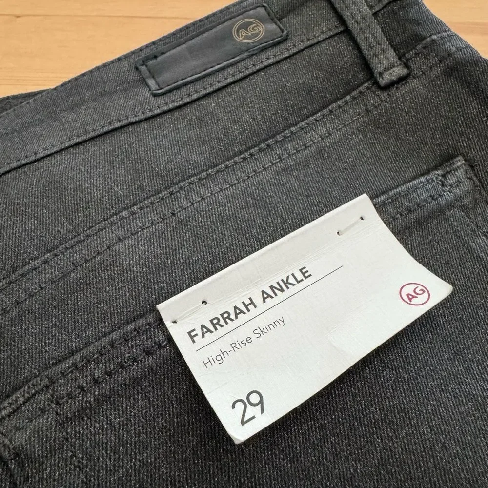 NWT AG Adriano Goldschmied Farrah Skinny Ankle in Luminous Gunmetal Size 29